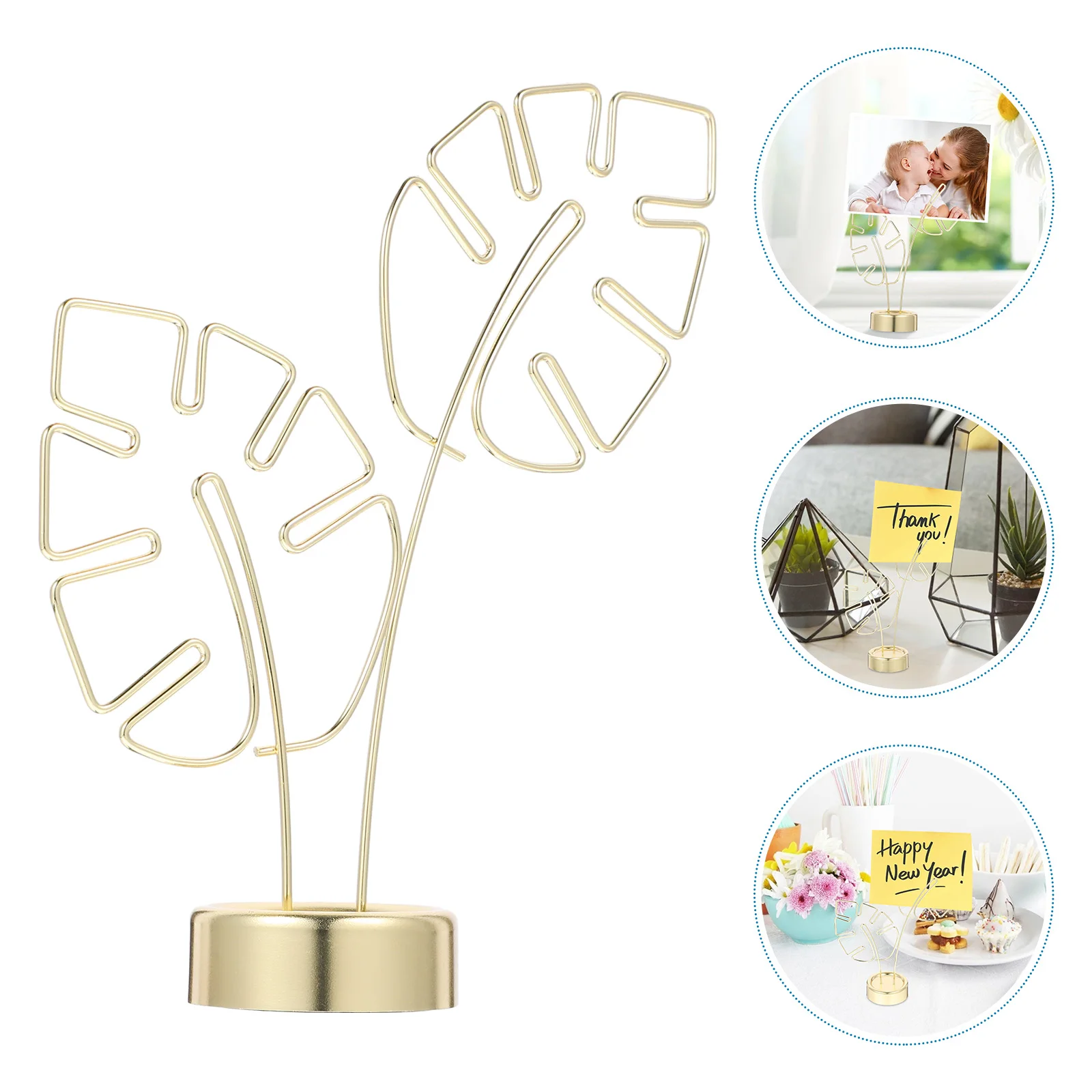 

Metal Business Card Holder Chic Memo Clip Picture Stand Desk Decorations Stainless Steel