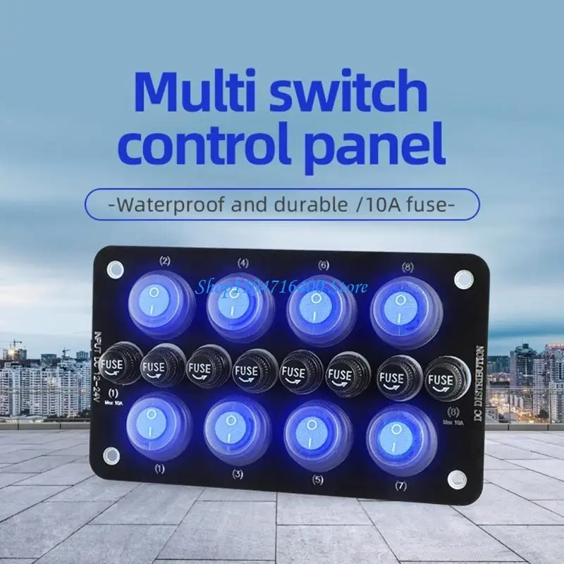 

y1gd 8 Gang ON-OFF Switch Panel USB Slot Socket Rocker Switches Toggle for Car for Ca