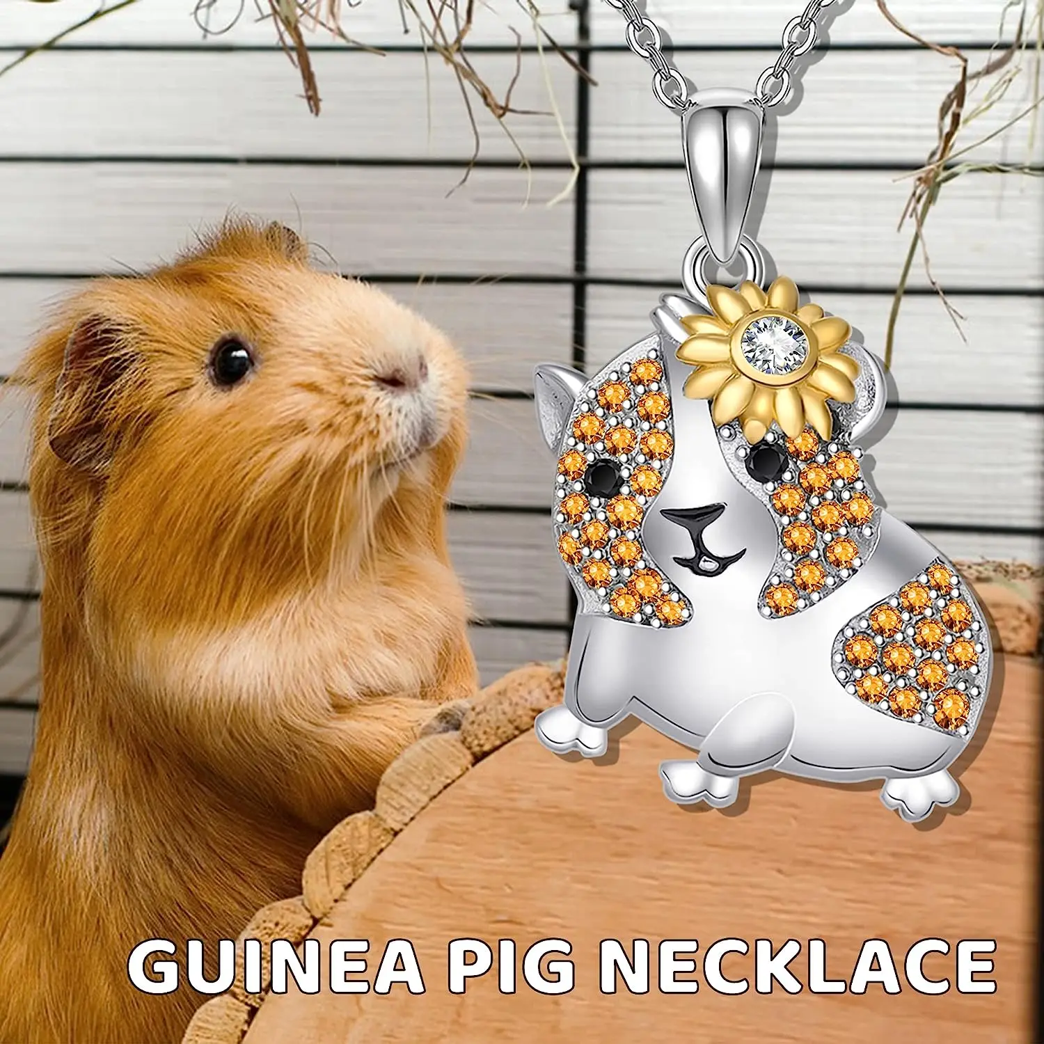 Exquisite Luxury Guinea Pig Colorful Cartoon Pendant Necklace Animal Cute Necklace Lady\'s Jewelry Party Anniversary Jewelry Gift