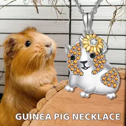 Exquisite Luxury Guinea Pig Colorful Cartoon Pendant Necklace Animal Cute Necklace Lady's Jewelry Party Anniversary Jewelry Gift