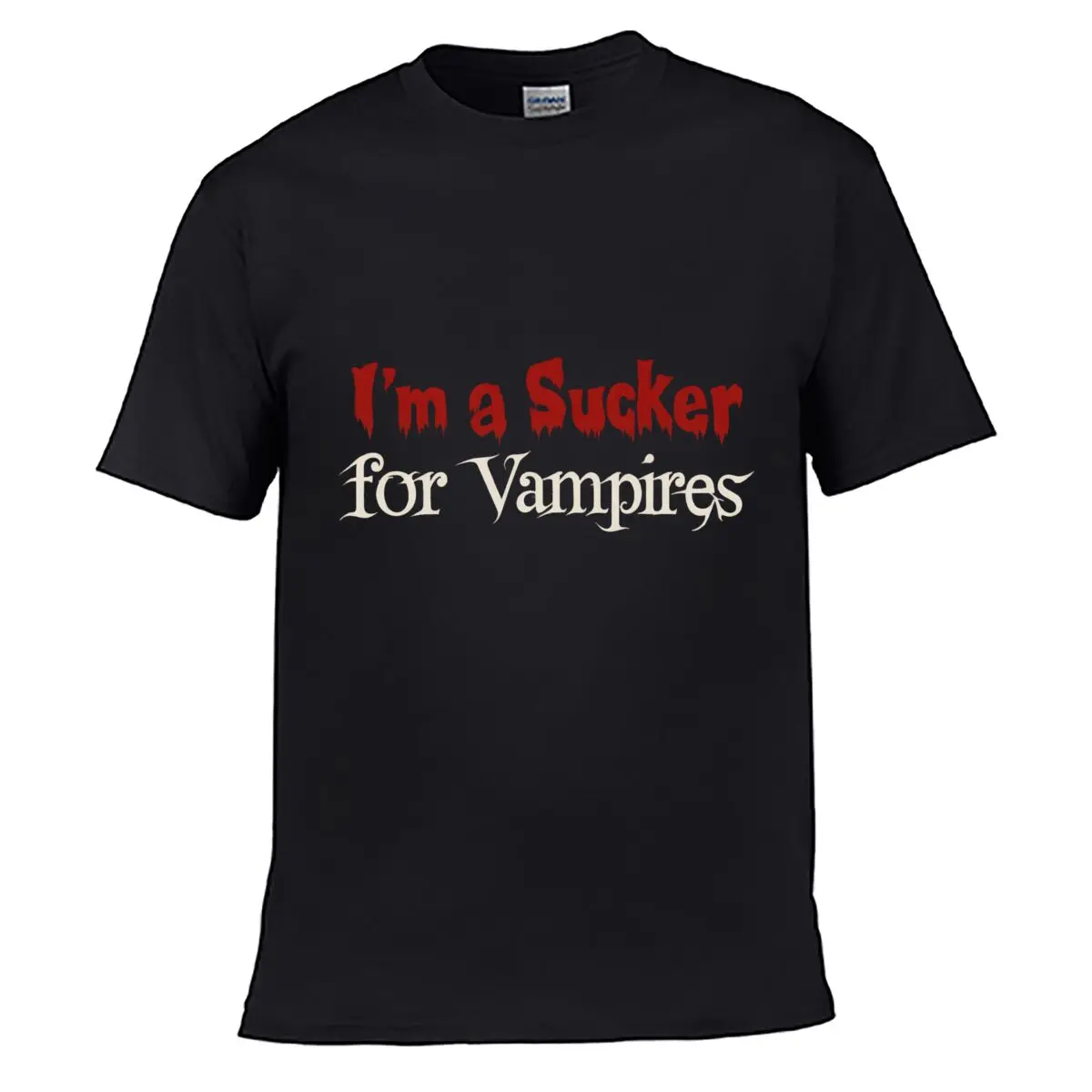 Im A Sucker For Vampires Typography Street Loose Simple Tee