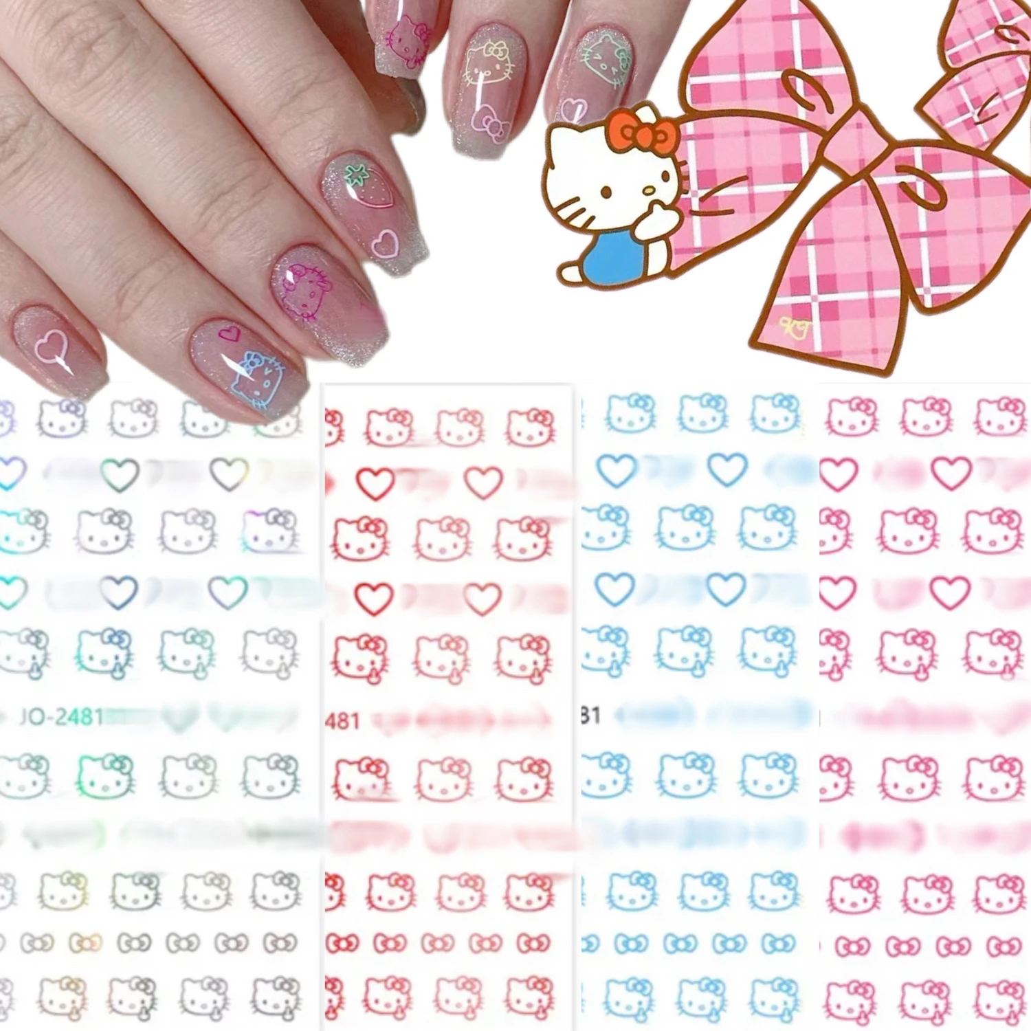 Cartoon Sanrio Nagelsticker Hellokitty Anime Stickers Nail Art Decoratie Diy Press Op Nagels