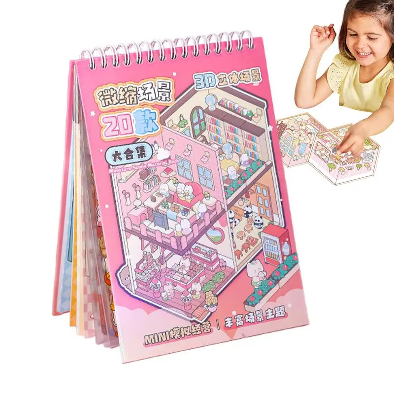 

Miniature Scene Stickers Miniature Cartoon House Stickers Journaling Paper Crafts Aesthetic Supplies For Kids Relief Stress Pass