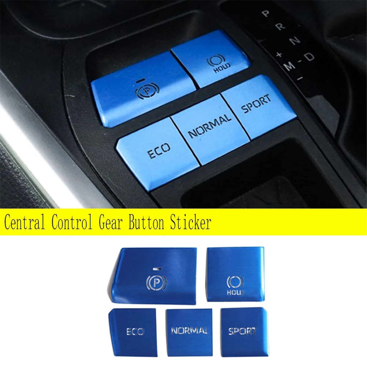 5PCS Blue Central Control Gear Button Sticker Multimedia Button Cover Trim for 2019-2021