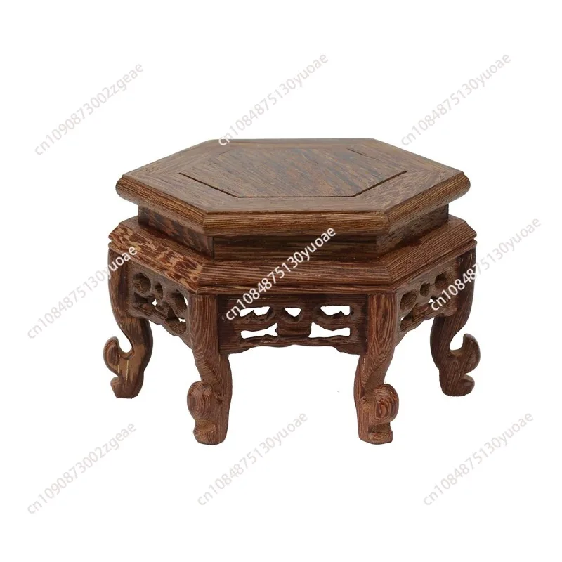 Classical Handmade Hexagon Wings of Wood Base Display Stand, Exquisite