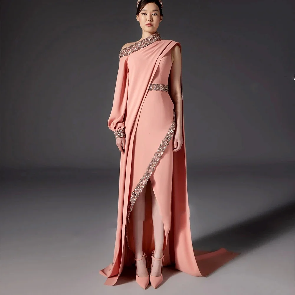 

Muloong One-shoulder Sweep Train Women Elegant And Pretty Luxury Prom Dress