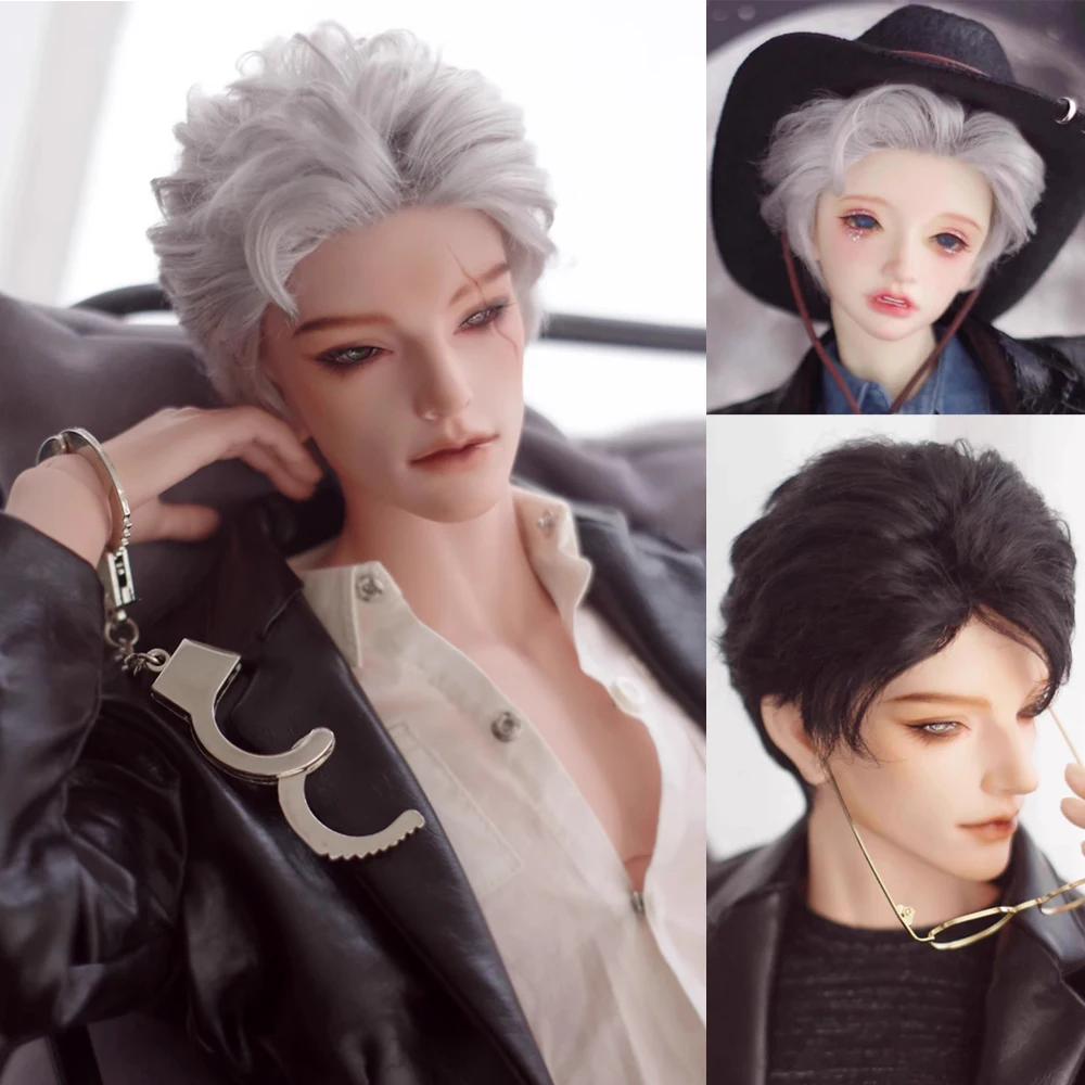 

D09-P761 детская игрушка BJD DD SD MSD 1/4 1/3 парик куклы парик из искусственного мохера с слегка завитыми короткими волосами на спине 1 шт.