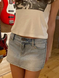Vintage Blue Low Waist Denim Skirts Casual Chic Pockets A-line Summer Mini Skirts Women Y2k Streetwear Harajuku Slim Faldas 2026