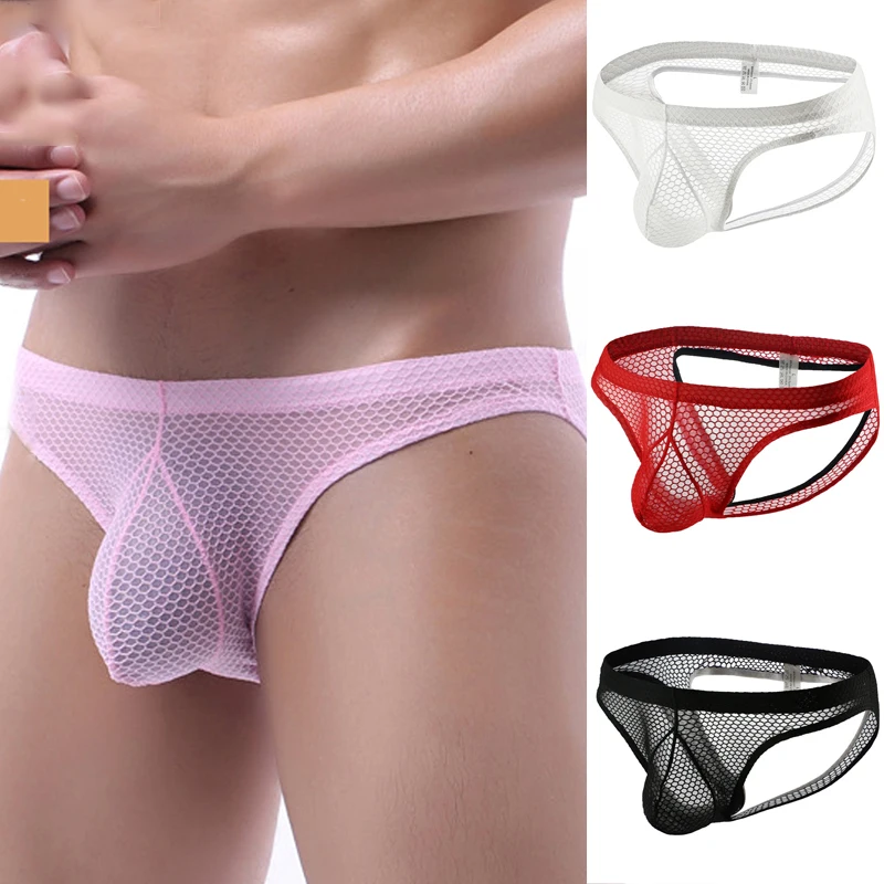 Sexy Men Transparent Briefs Mesh Underwear Breathable Male Panties Perspective Underpants Slips Homme Erotic Panties Hollow