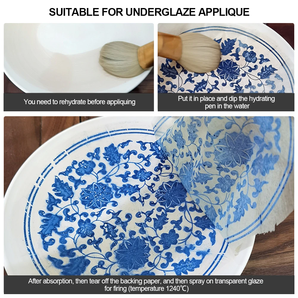 Multipattern Optionele Diy Aardewerk Porselein Ambachtelijke Overdracht Papier Aardewerk Afdrukken Transfer Papier Blauw-Wit Onderglazuur Papier