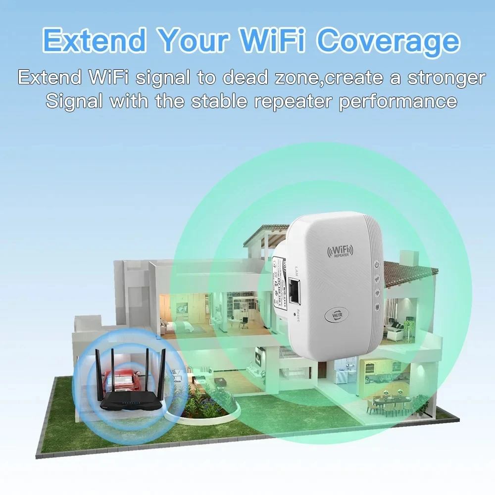 300M WiFi repeater 2.4GHz EU/US Plug W9533 Signal booster Ethernet Long Range WiFi Signal Long Range Booster Amplifier