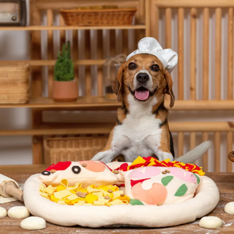 

Puppy Toys Pizza Plush Pet Toys Sniffing Mat Toys Cute Hidden Food Toys Interactive Pet Toys Durable Dog Toys Companionship