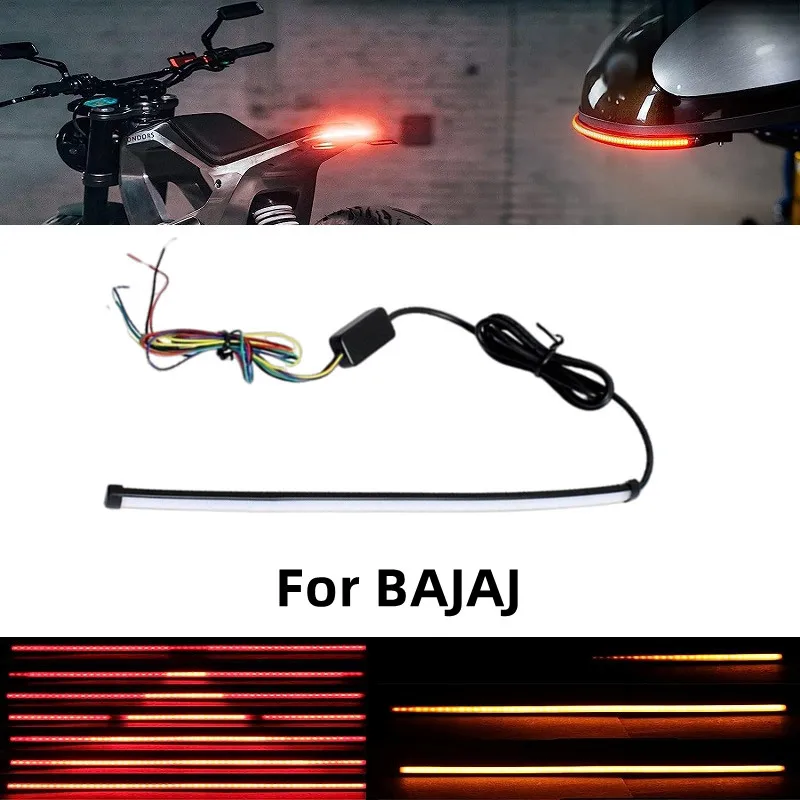 

20cm 30cm Motorcycle Light Bar Strip Tail Brake Stop Flowing Water Turn Signal Light Integrated SMD Red Amber Color For BAJAJ