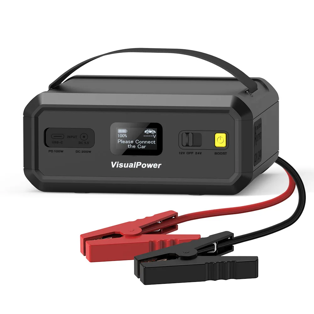 

12V 24V 2000A Super Capacitor Jump Starter 8500F Battery-Free Car Jump Box Built-in Supercapacitor With Large LCD Display