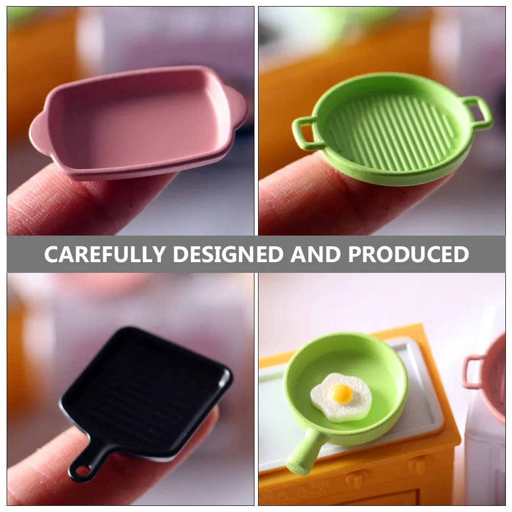 4Pcs Mini Baking Tray Set Miniature Steak Plates Home Decor Kitchenware Mini House Supplies Simulation Baking Tray Prop