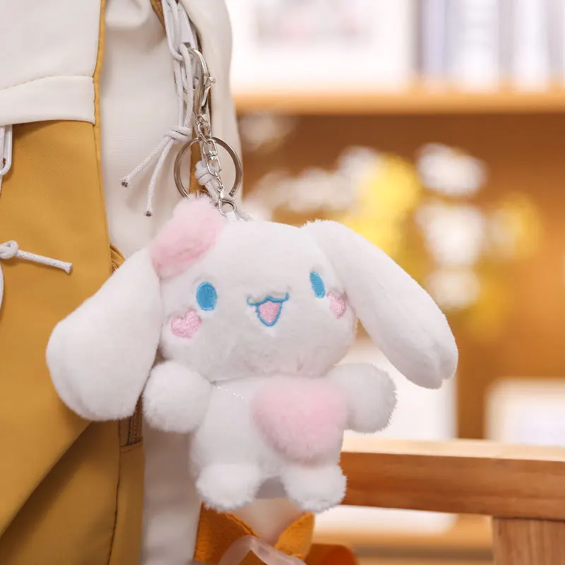 

MINISO Japanese Anime Melody Kuromi Cinnamoroll Pendant Keychain Doll Anime Figures Children Bag Hanging Jewelry Toy about 10cm