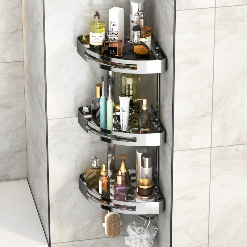 

Bathroom Accessories Kitchen Shelf Shower Ball Rack Stainless Steel Bathroom Tripod with 3 Layers