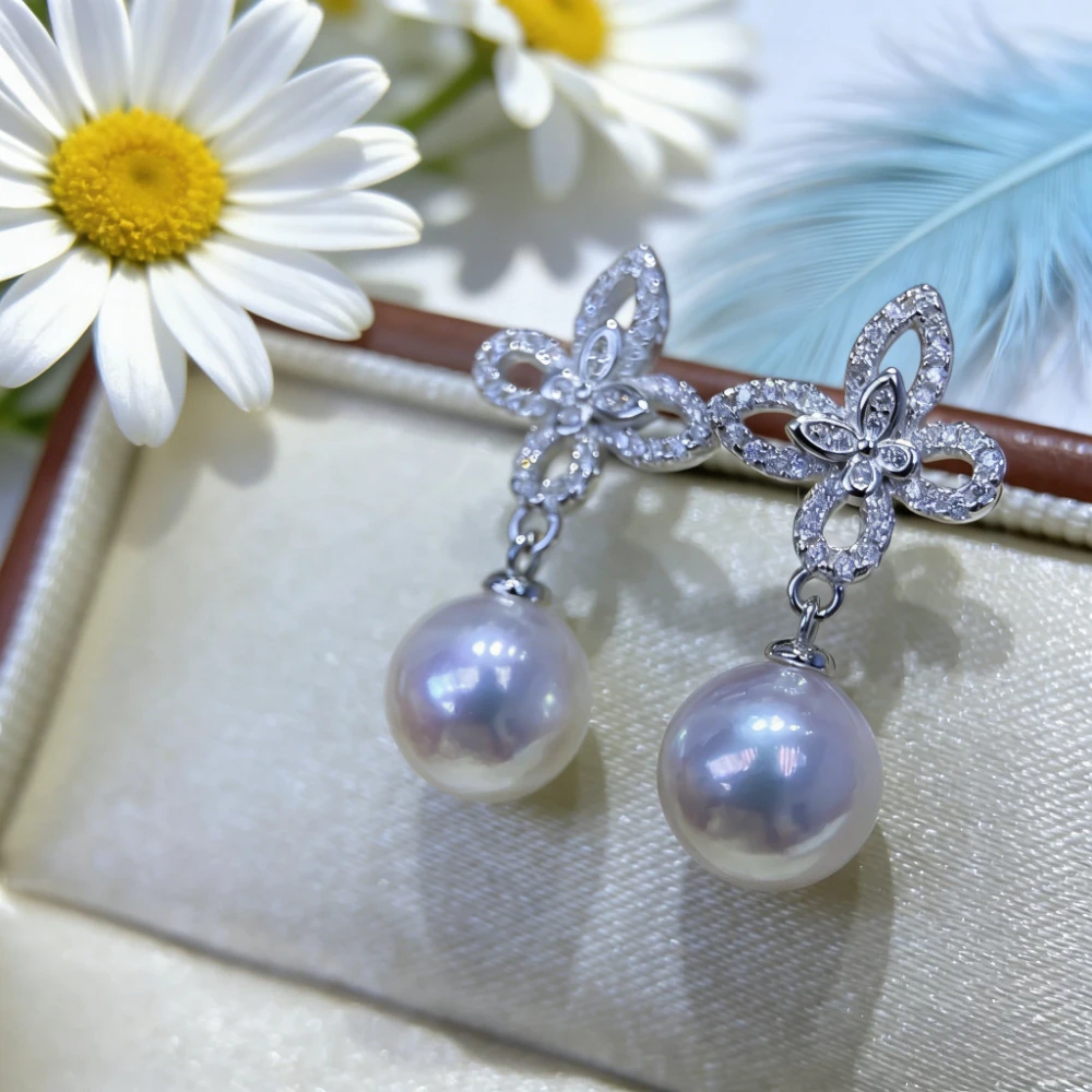 

Модные серьги-бабочки из натурального жемчуга Акойя 2026 года, украшения из морской воды, элегантный подарок для женщин