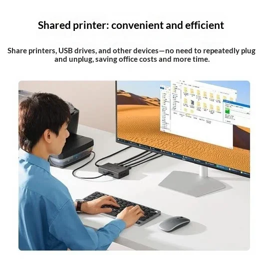 UGREEN 90478 CM571 HDMI 2.0 KVM Switch 2 In 1 Out 4K 60Hz for Two Computers One Monitor Keyboard Mouse