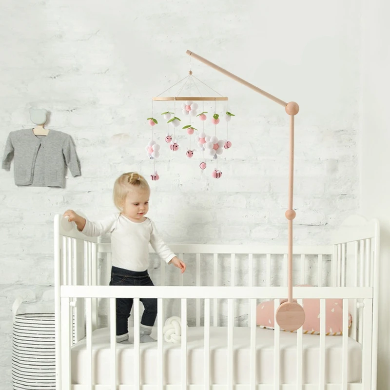 Nieuwe Grotere Beugel Set Baby Wieg Opknoping Speelgoed Mobiel Bed Bel Beugel Bescherming Pasgeboren Baby Speelgoed Houten Bed Bell Accessoires