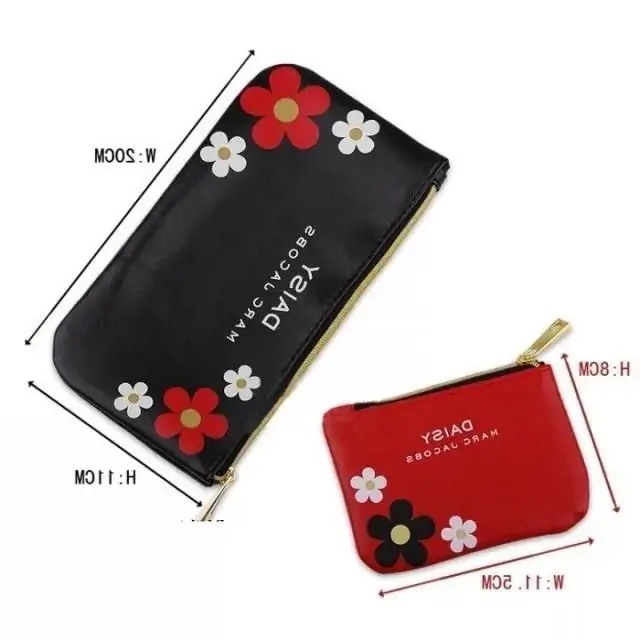 Classic Japanese Magazine Appendix Red Black Makeup Coin Purse 2-piece Set Storage Bag Women's Kids Bag Factory Can Wholesale