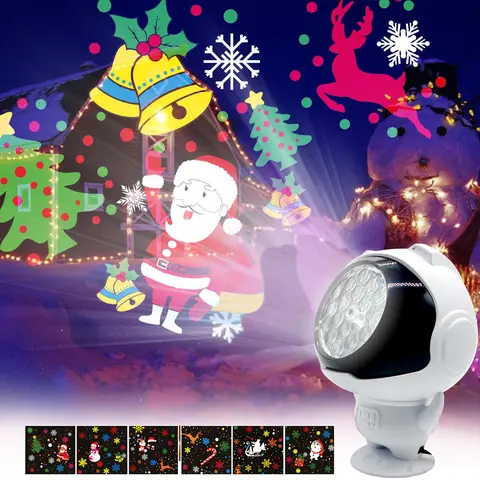 USB Christmas Projector Light Snowflake Stage Light DJ Laser Snow Lamp LED Landscape Lamp Spotlight for Xmas Party Holiday Decor
