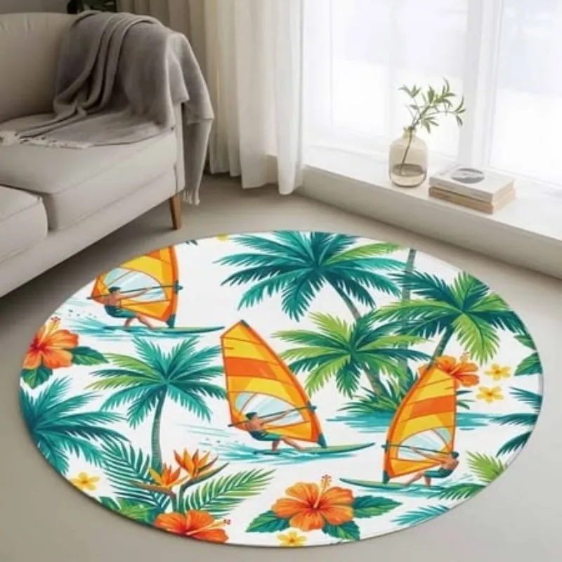 Cute Sunglasses Dog Carpet Sunflower Floral Area Rugs Living Room Golden Retriever Round Rug Spring Decor Entryway Door Mats
