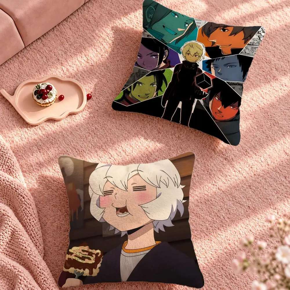 Anime Sci-Fi Action World Trigger Cushion Cover Cute Cartoon Throw Pillow Cover Soft Plush Cushion Cover Sofa Bedroom Home Decor