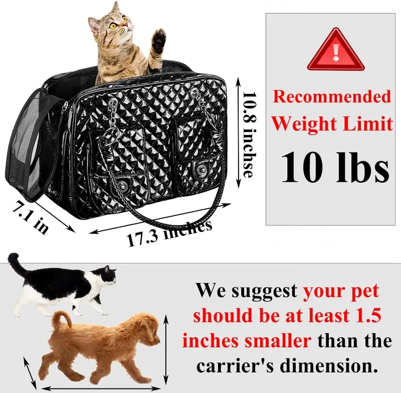 Portable Pet Carrying Handbag, Fashion Pet Carrier, Small Dog Purse, Quality PU Leather, Collapsible, Cat