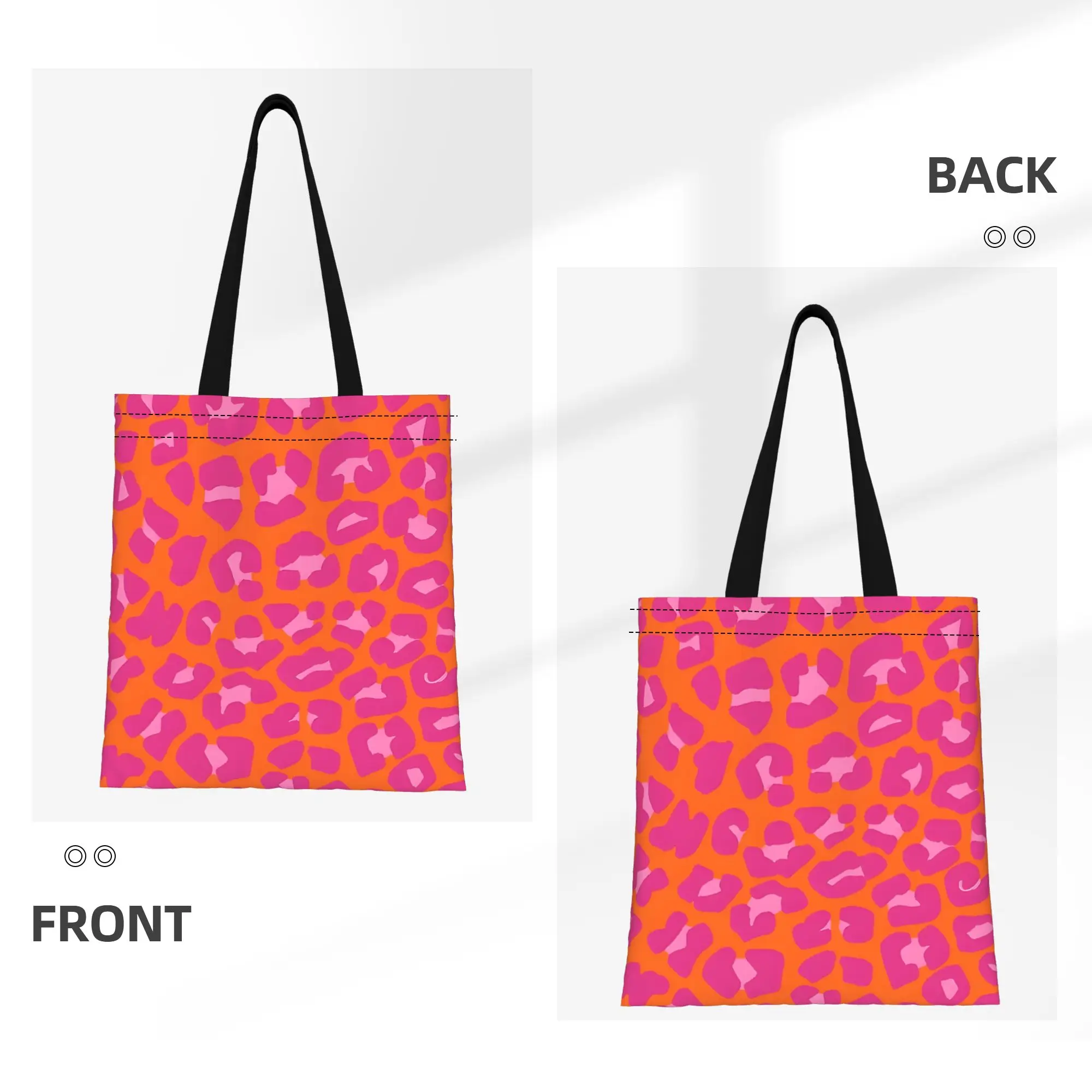 Orange And Pink Leopard Spots Print Pattern Leopard Print Canvas Tote Bag Perfect for Travel Women's Top-Handle Bags