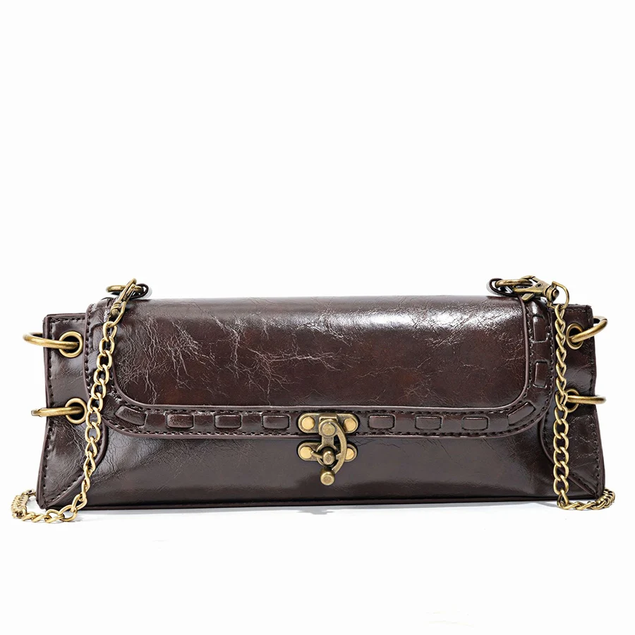 

Fashion trend flap crossbody bag pu leather chains shoulder bag design clutch purse underarm bag rectangle women's handbag bolsa