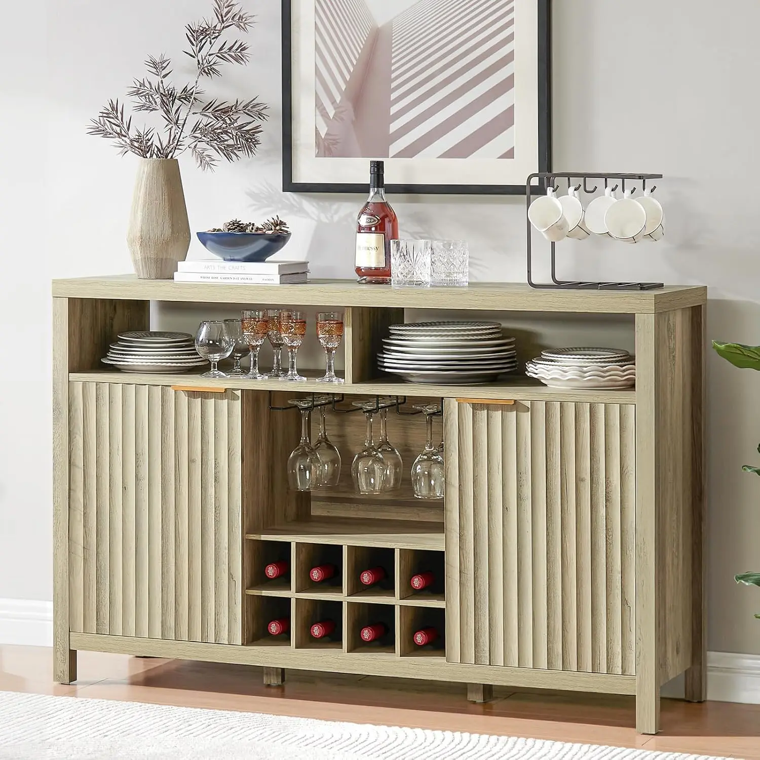 

Oxford Wine Bar Cabinets With Storage - 51"" Sideboard Buffet Cabinet For Home, 32.8"" Tall Liquor Bar Cabinet For Kitchen