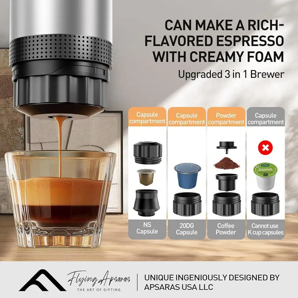 Портативная кофеварка для эспрессо, быстрый нагрев, 20 бар, электрическая кофемашина 3 в 1, автомобильная кофеварка Nespresso Dolce Gusto, молотый кофе