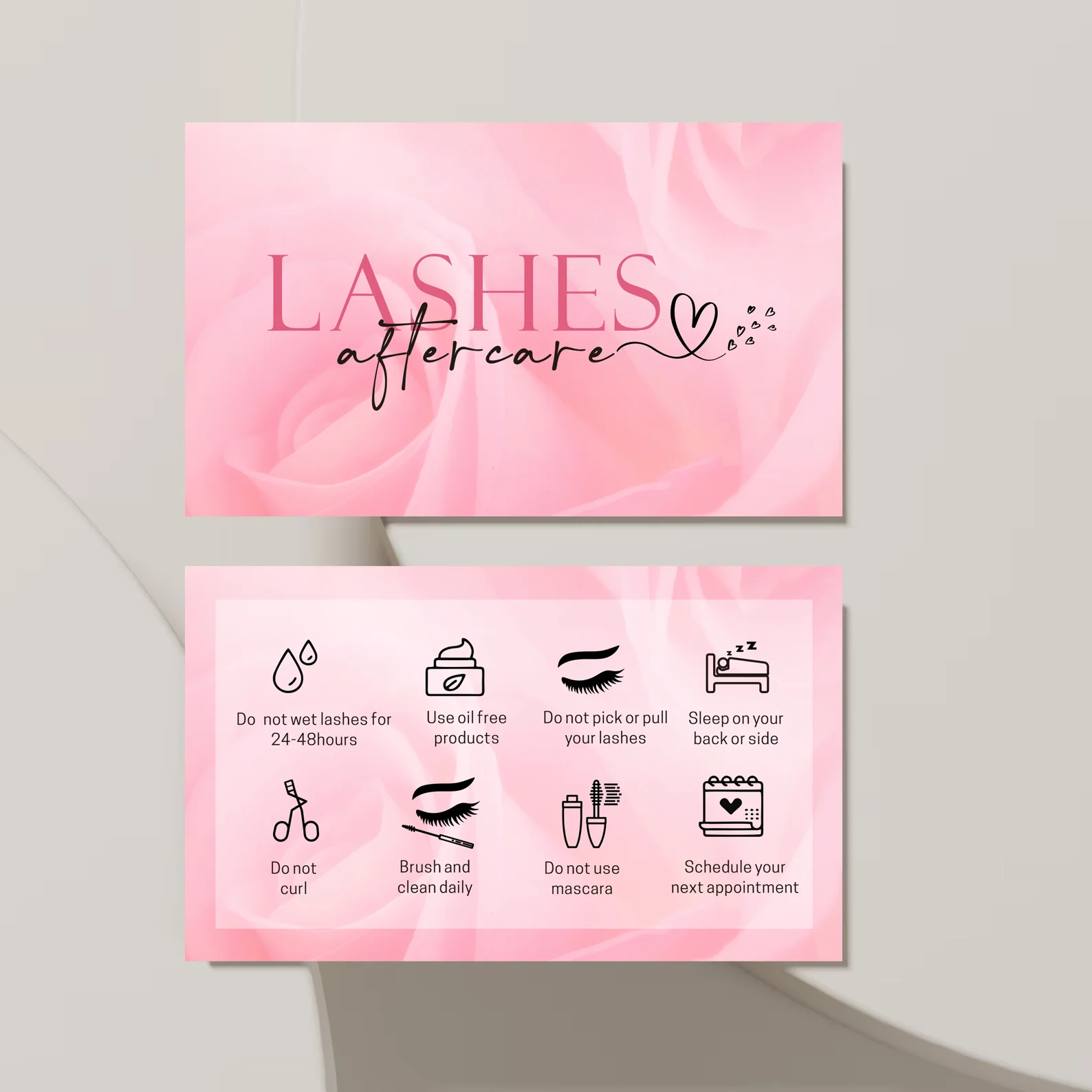 50pcs lash Aftercare Card ,lash Care Instructions 2x3.5 Inch | Professional lash Salon Business Cards with Aftercare Tips