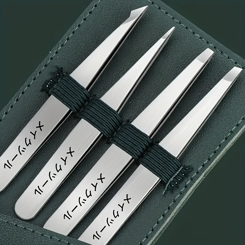 4 in 1 High-Quality Eyebrow Tweezer Hair Beauty Fine Hairs Puller Stainless Steel Slanted Brow Clips Removal Makeup Tools