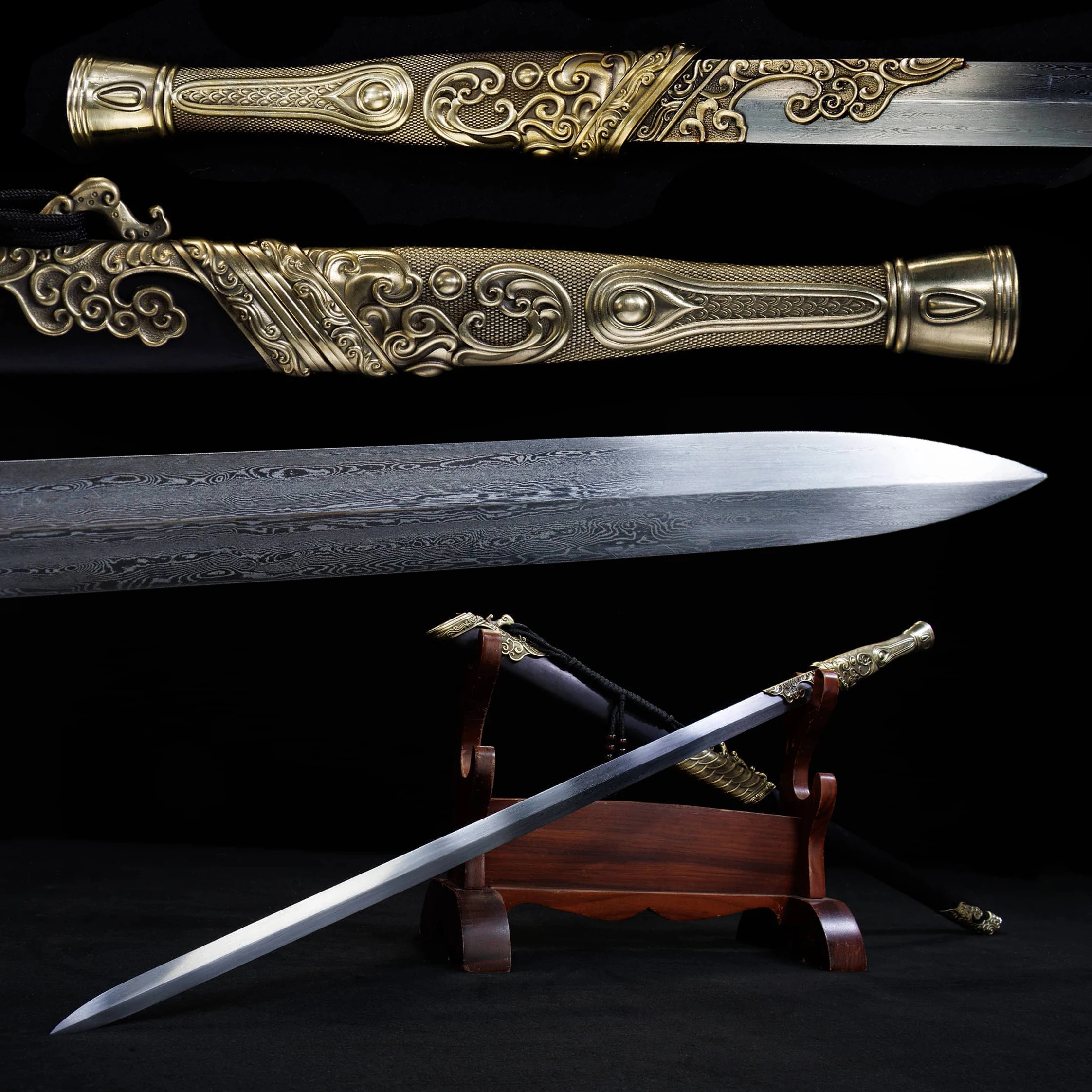 

100cm Medieval Green Robe sword, Chinese samurai sword, katana weapons, Damascus steel, Sharp Knight, Ninja, martial arts, full