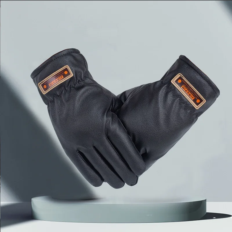 Winter Leather Gloves for Wool Fleece Lined Warm Gloves, Thick Thermal Snow Driving Glove