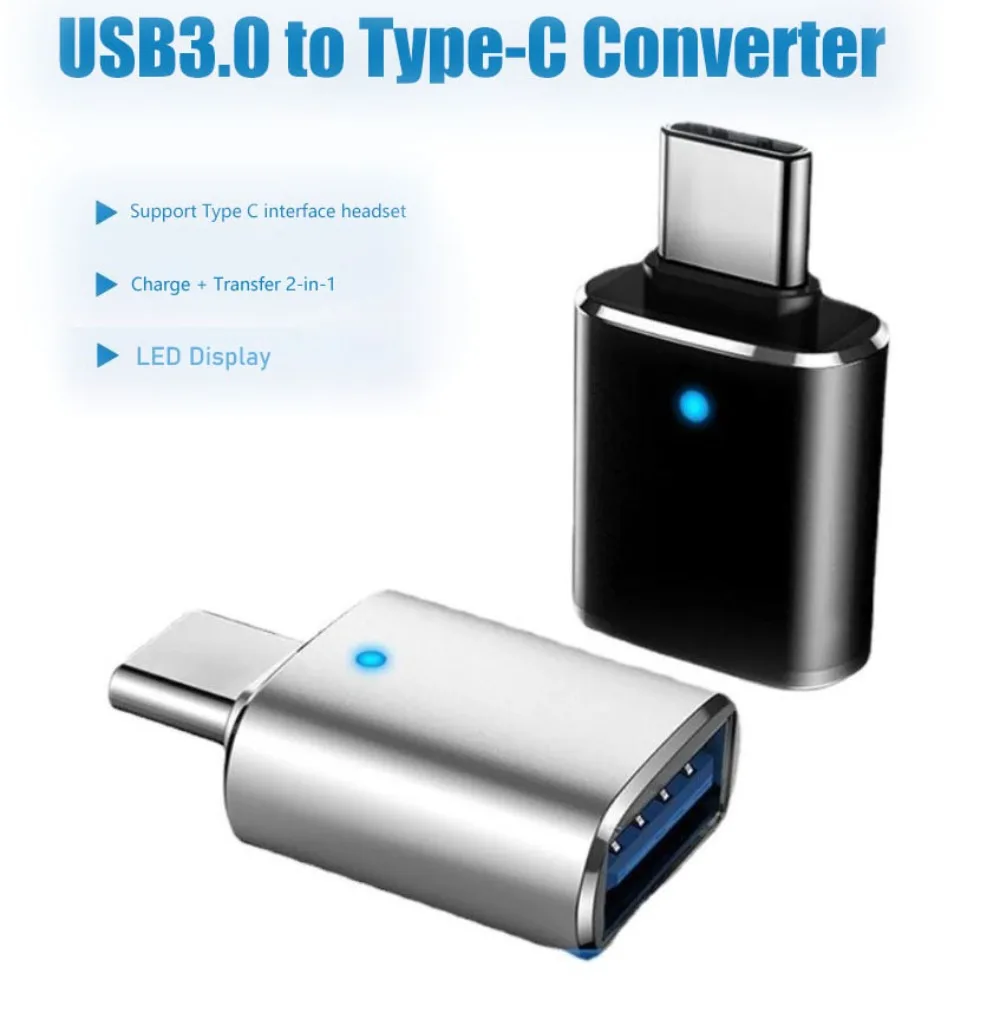 Type C to USB3.0 Connector OTG Adapter USB A to USB C Adapter Male to Female Converter for Laptop Mobile Phone Data Transfer