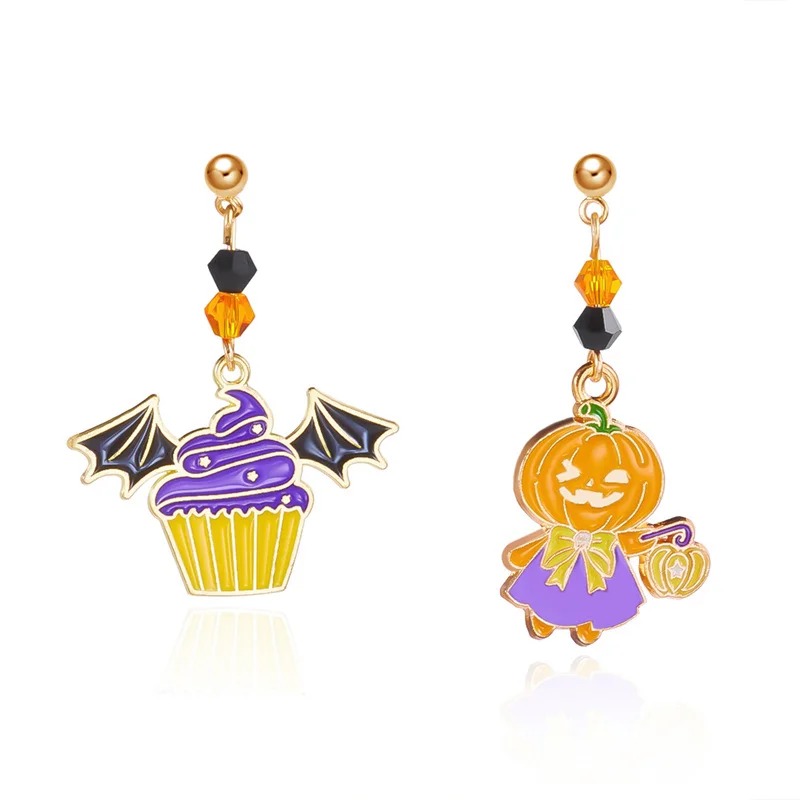 Niedliche Halloween-Harz-Geister-Ohrstecker für Damen, modische Cartoon-Kürbis-Anhänger-Piercing-Ohrringe, Schmuckgeschenke – Detail 25