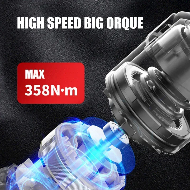 Dongcheng DCPB358 Cordless Impact Wrench Brushless Auto Stop Reverse 2 Speed Adjustable 20v Torque 358Nm 2500rpm 3100T/min