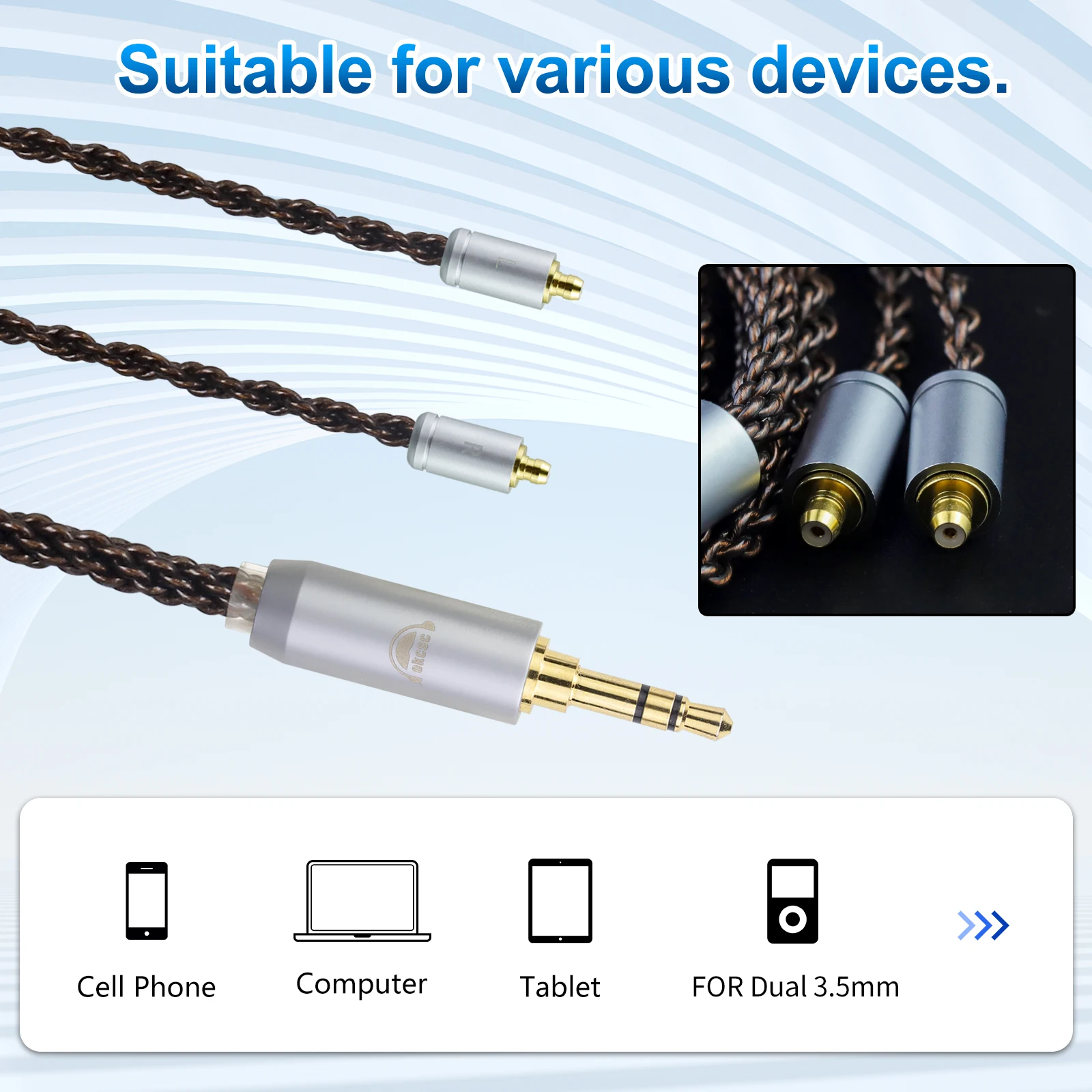 OKCSC ZT8 Pentaconn EAR イヤホンケーブル Acoustune HS1655 HS1670SS