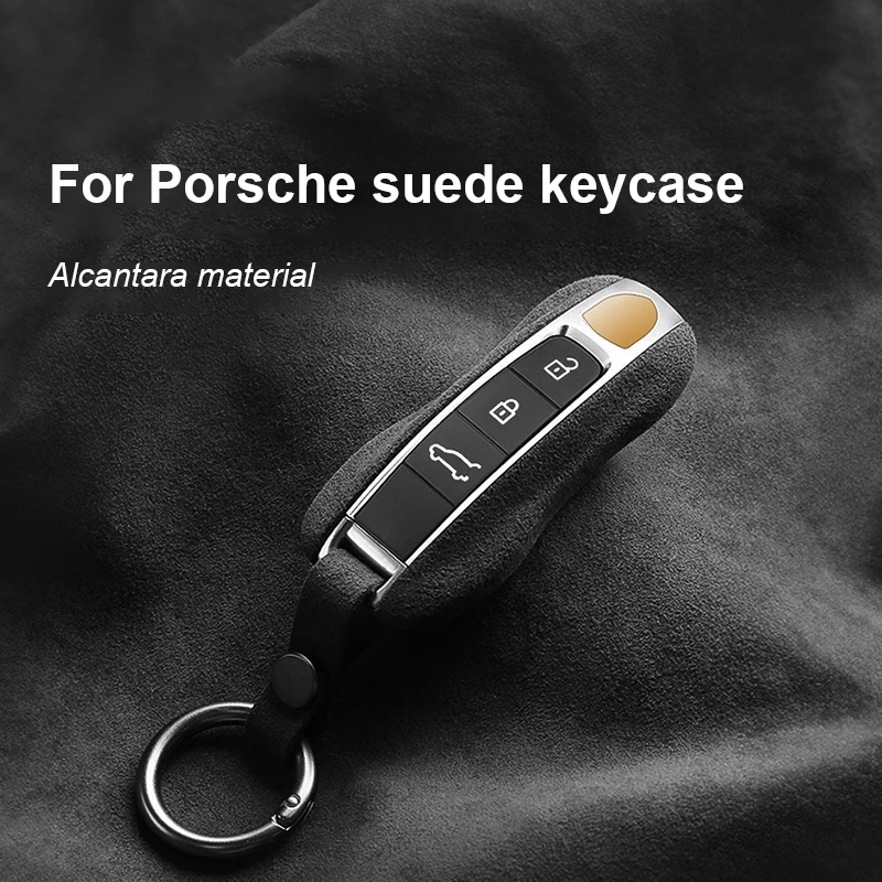 

For Porsche Cayenne 92A 9YA 2018-2024 Panamera 971 2017-2025 911 992 Alcantara Suede Key Cover Keychain Key Case