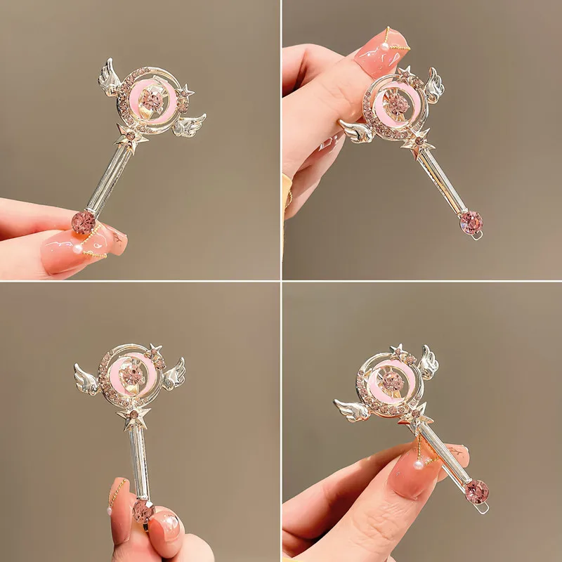 Magic Wand Card Captor Sakura Anime Pink Cute Duck Beak Clip Cosplay Hair Spring Clip Hair Cord Ornament Wing Jewelry Angel Girl