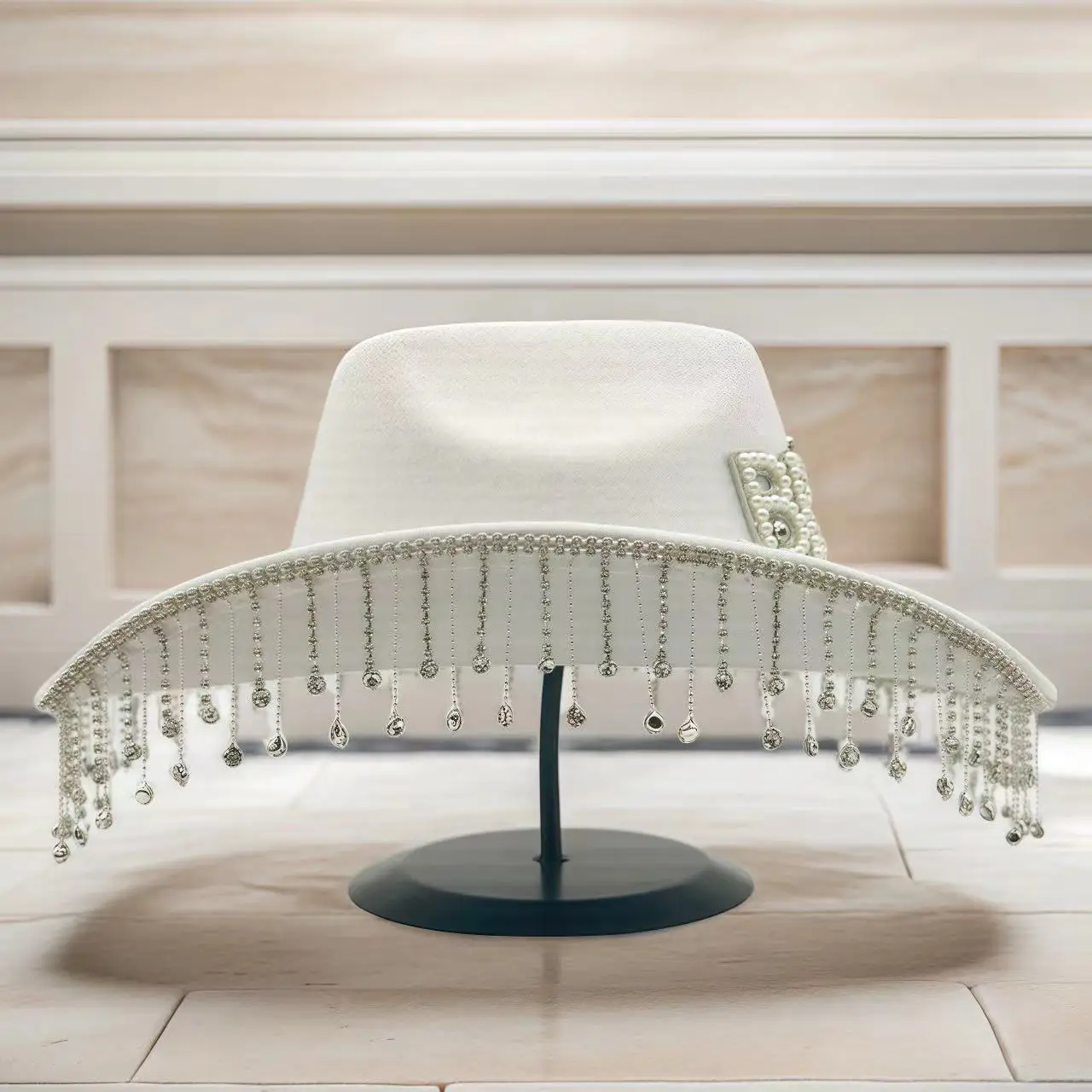 HongLuan Cappello per costume con glitter dorati Cappelli per adulti e cowboy con strass per donna, accessori femminili per cosplay da cowboy e berretto da cowgirl