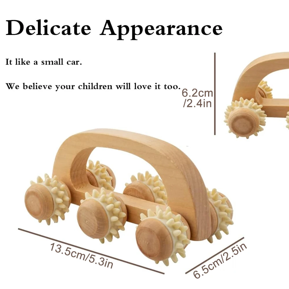 Rodillo de masaje de mano para el músculo dolorido, herramientas de terapia de madera para el cuerpo, rodillo de Fascia de madera para tejido