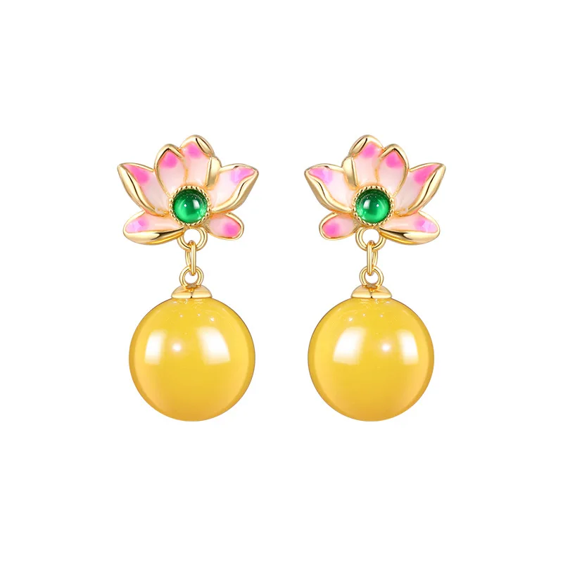 

Желтые серьги из натурального нефрита с бусинами, 18-каратное позолоченное талисманы, модные винтажные аксессуары-амулеты, роскошные настоящие ювелирные изделия