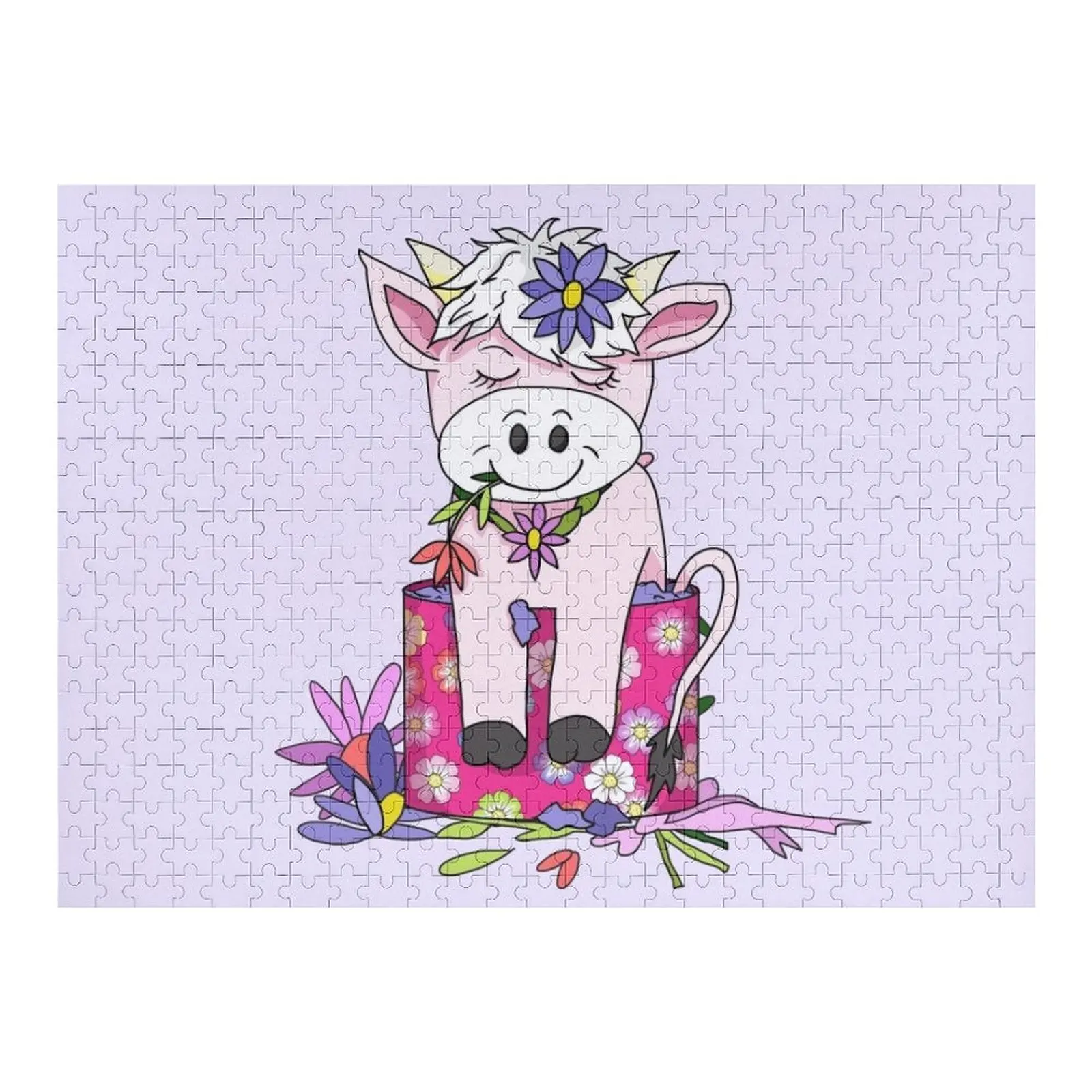 

cartoon cow in a box Jigsaw Puzzle Photo Custom Wood Custom Name Wood Wooden Jigsaws For Adults Puzzle