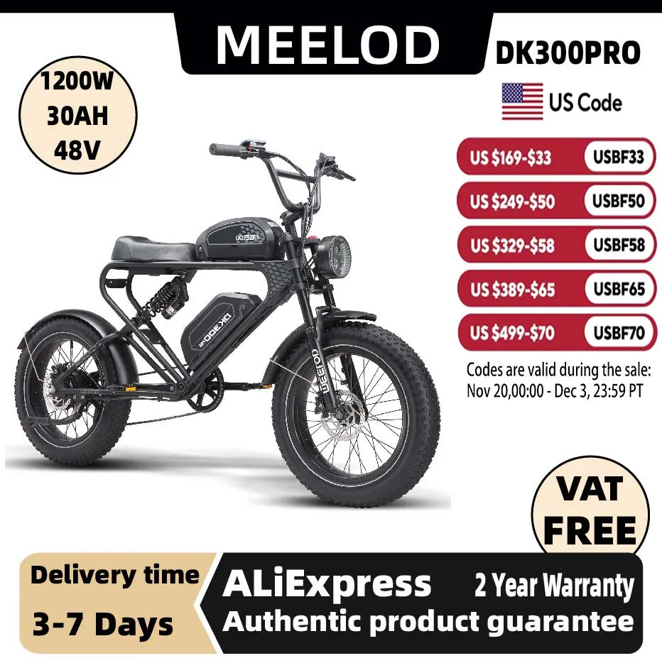 

MEELOD DK300pro adult E-bike 1200W 48V 30Ah battery commute Electric Bike,20-inch Fat Tire E-Mountain bike