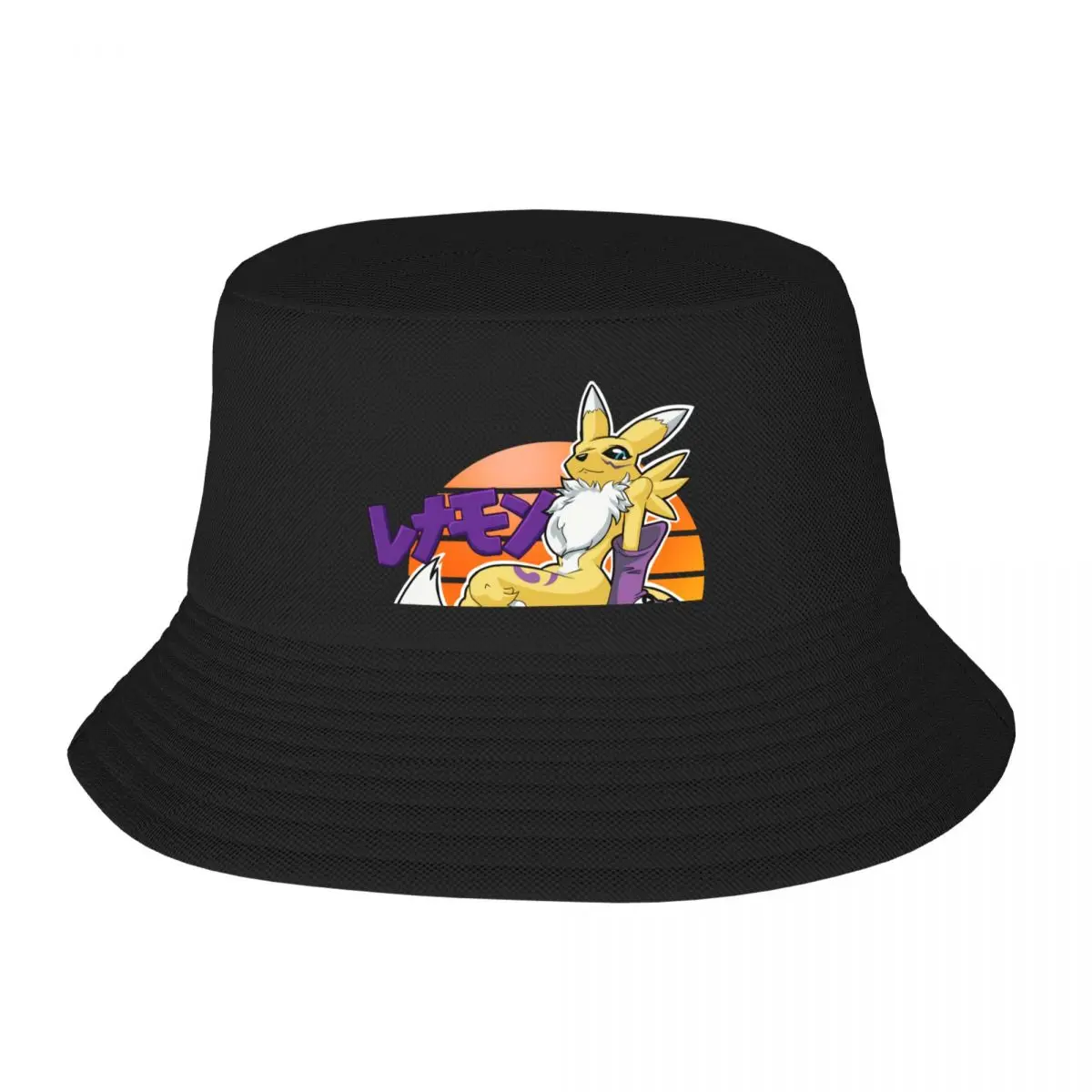 New Sunset Renamon Bucket Hat Sunscreen Uv Protection Solar Hat hiking hat birthday Boy Cap Women's