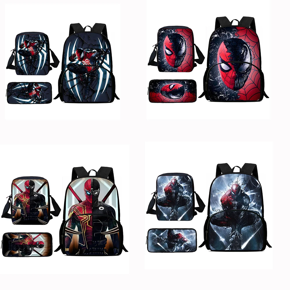 Anime Spiders Man Large Capacity School Bags para meninos e meninas, bolsa de ombro, estojo de lápis, mochilas fofas, melhor presente para criança